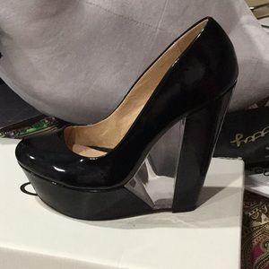Patent leather wedges